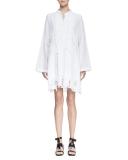 Pintucked Pineapple Eyelet Tunic, White