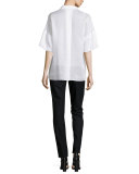 Mitra Half-Sleeve Blouse, White