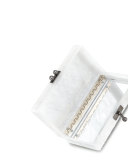 Jean Striped Acrylic Confetti Clutch Bag, White/Silver