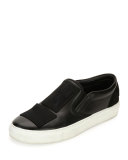 Patches Leather Slip-On Sneaker, Black