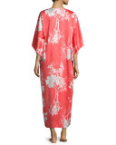 Layla Floral-Print Lounge Caftan, Red