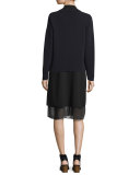 Sleeveless Silk Dress W/ Chiffon Trim 