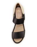 Gretta Leather Espadrille Wedge Sandal, Black/Natural