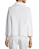 Braided-Knit Drop-Shoulder Cardigan, Off White