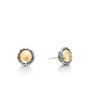 18K Gold Chain Round Stud Earrings