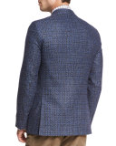 Melange Two-Button Sport Coat, Blue/Charcoal
