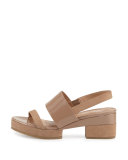 Malia Patent Mid-Heel Sandal, Sand Dune