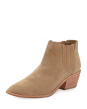 Barlow Suede Pointed-Toe Bootie, Cement