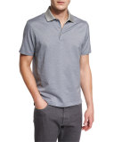 Printed Short-Sleeve Polo Shirt, Gray