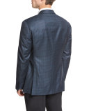 Check Two-Button Sport Coat, Green/Black