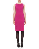 Fitted Stretch-Jersey Sleeveless Dress, Pink