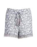 Zaha Floral-Print Drawstring Shorts, White/Blue