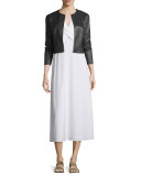 Stanta Leather Cropped Zip Jacket, Pewter