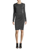 Long-Sleeve Ruched Jersey Dress, Derby