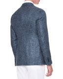 Solid Melange Two-Button Jacket, Gray/Blue
