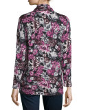 Floral Orlag Open Cashmere Cardigan, Red Multi