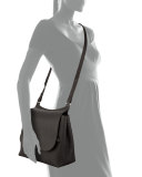 Sideby Pebbled Calfskin Crossbody Bag, Black