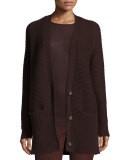 Chunky Wool-Cashmere Cardigan, Raisin