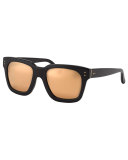 Thick-Rim Square Sunglasses, Black