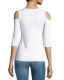 Deneuve Cold-Shoulder Top, White