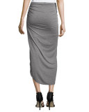 Tiana Ruched Midi Skirt, Heather Gray