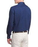 Solid Long-Sleeve Twill Sport Shirt, Navy