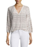 Axcel Ikat-Print Silk Top