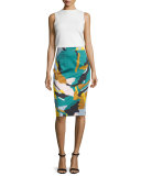 Modern Camo-Print Midi Skirt, Multi