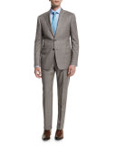 G-Line Windowpane Two-Piece Wool Suit, Tan
