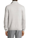 Fernie Mezzocollo Baby Cashmere Pullover, Pumice Stone Melange