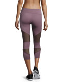 Cutout Capri Sport Leggings with Mesh Insets, Light Purple
