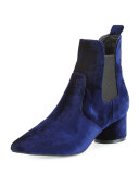 Logan Circle-Heel Chelsea Boot, Navy