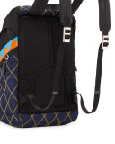 Patterned Nylon & Leather Utility Backpack, Navy