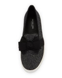 Val Glitter Bow Sneaker, Black