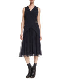 Cutaway-Gilet Monili-Trim Dress, Navy