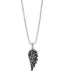 Men's Classic Chain Black Sapphire Eagle Wing Pendant Necklace