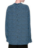 Diamond-Print Oversized Blouse, Emerald