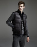 Leather Down-Filled Vest, Espresso Brown