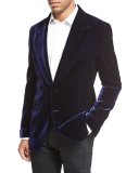 Mr. Ford Peak-Lapel Velvet Evening Jacket, Bright Blue
