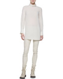 Side-Zip Stretch Leather Leggings