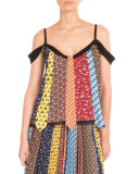 Animal-Tie Printed Off-the-Shoulder Blouse, Multi