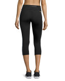 Blocked Crop Tight Leggings, Black/Liquid Indigo