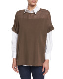 Short-Sleeve Side-Button Tunic 