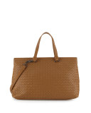 Intrecciato Large Accordion Tote Bag, Camel