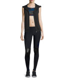 Sleeveless Front-Zip Sport Hoodie Vest, Black
