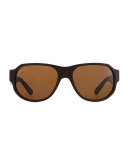 Sunglasses with Crocodile Arms, Brown 