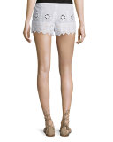 Minnie Geometric-Embroidered Shorts, Pure White