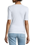 Fitted Half-Sleeve Tee, Blanc