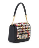 Baguette Studded Shoulder Bag, Black