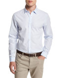Dobby-Print Slim-Fit Sport Shirt, Steel Blue